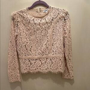Express Women's Beige Lace Floral Blouse